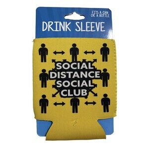 Kalan Social Distancing Beer Can or Bottle Cozy Insulator Yellow Black One Size